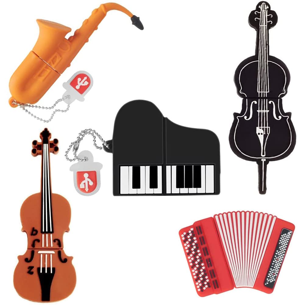 5 Stück 16GB USB-Stick mit Süssem Musikinstrument Muster, BorlterClamp Süsses USB-Flash-Laufwerk Spe