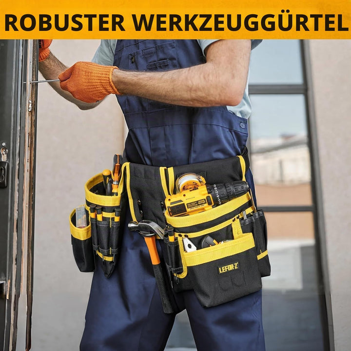 Werkzeuggürtel Herren,Handwerker Gürtel mit 27 Taschen,Magnetische Werkzeugtasche für Männer,Abnehmb