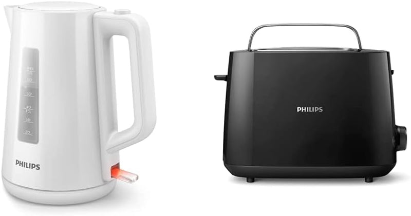 Philips HD9318/00 Wasserkocher Serie 3000, 1,7l, Federdeckel, LED-Anzeige, weiss & HD2581/90 Toaster