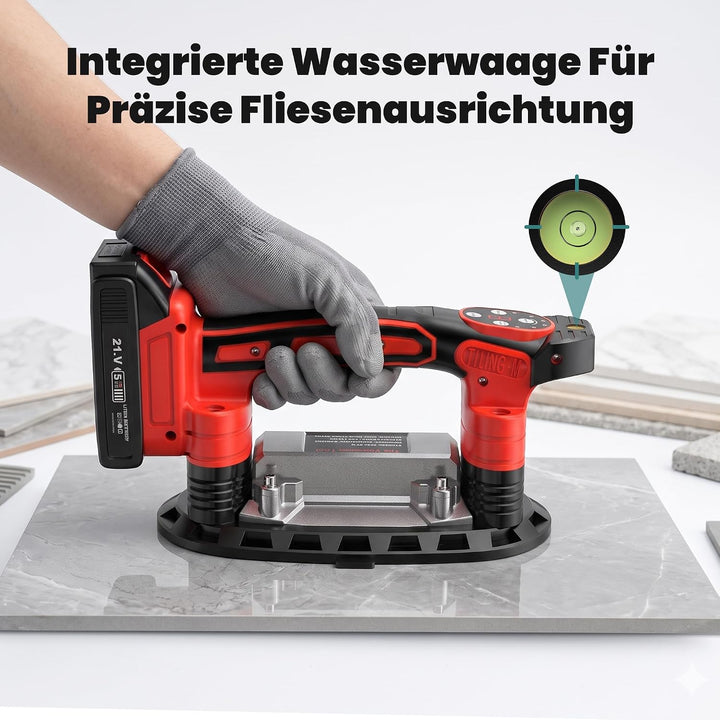 YEARTOP Fliesenrüttler Akku mit 225mm Saugheber Elektrisch 200KG Saugkraft | Kompatibel mit Makita 1