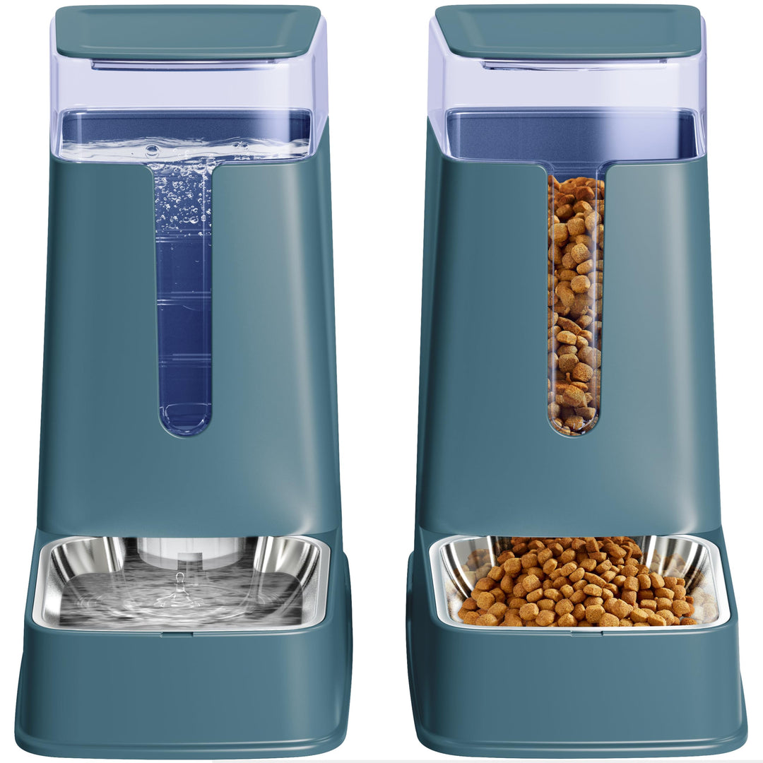 Automatischer Katzenfutterspender und Katzenwasserspender im Set, 2 Packungen, automatischer Hundefu