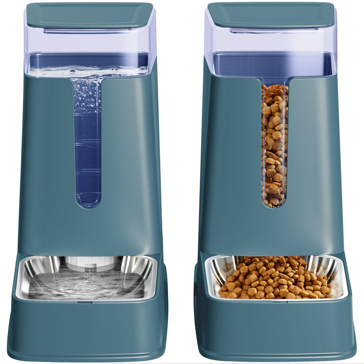 Automatischer Katzenfutterspender und Katzenwasserspender im Set, 2 Packungen, automatischer Hundefu