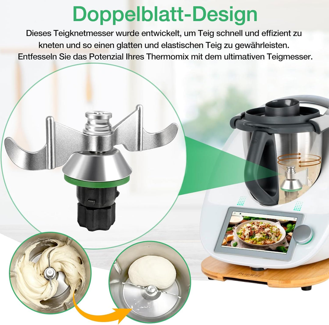 Edelstahl Teigmesser 304, Mixmesser Ersatz Zubehör Passend für Thermomix TM7/TM6/TM5, Antihaft Messe