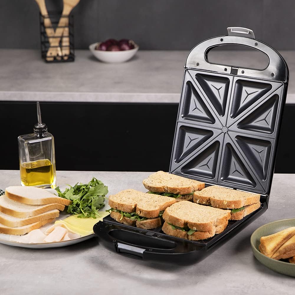 Cecotec Sandwichmaker Rock´nToast Family 3in1. Für 4 Sandwiches in Edelstahlausführung, 1500 W Leist