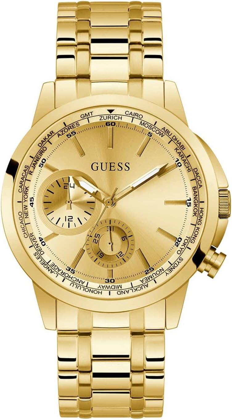 Guess US Men's Gold-Tone Multifunction Watch Golden, Golden