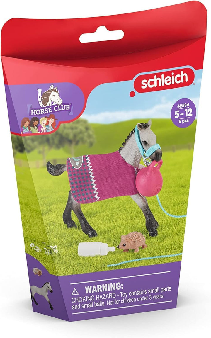schleich HORSE CLUB 42534 Spielset mit Fohlen - Pferde Spielzeug Set mit Abnehmbarer Decke, Flasche