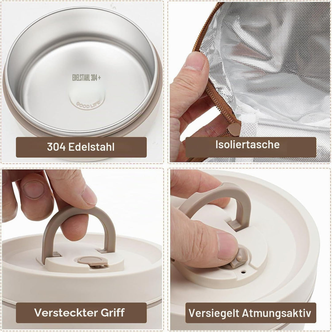Sightday 4 Stück Thermo Lunchbox Edelstahl Mit Tasche,Thermobehälter Für Essen,Auslaufsicher Essen W