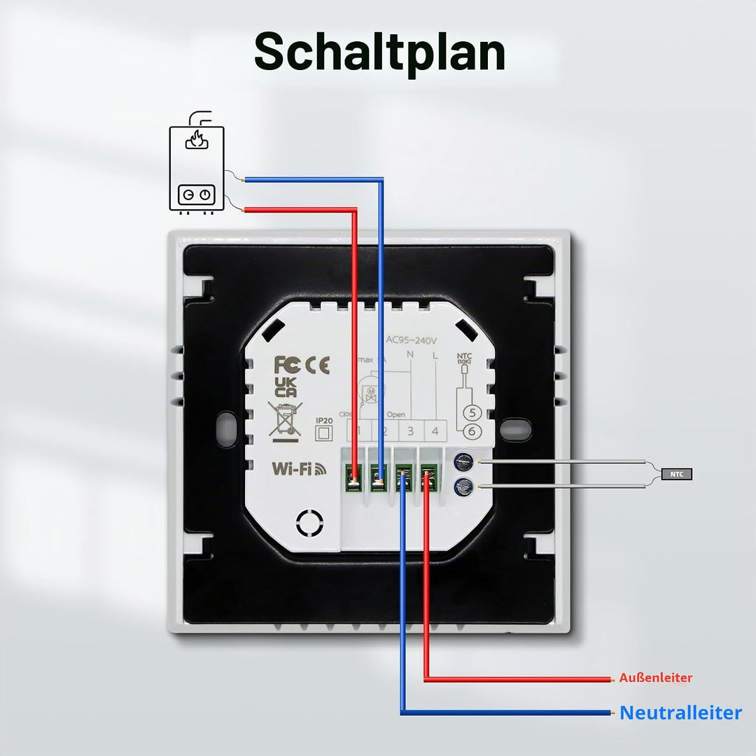 MVAVA Thermostat für Wasser Fussbodenheizung, Smart WLAN Thermostat kompatibel mit Alexa und Google