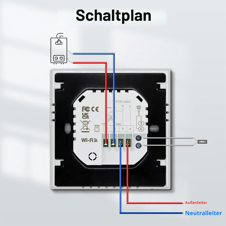 MVAVA Thermostat für Wasser Fussbodenheizung, Smart WLAN Thermostat kompatibel mit Alexa und Google
