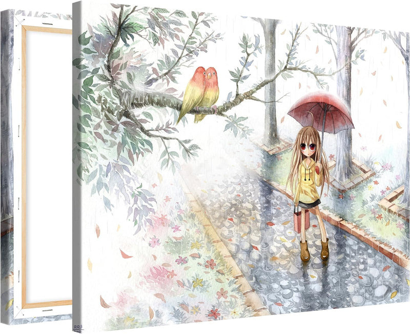 PICANOVA – Love in The Rain 100x75cm – Premium Leinwanddruck – Kunstdruck Auf 2cm Holz-Keilrahmen Fü