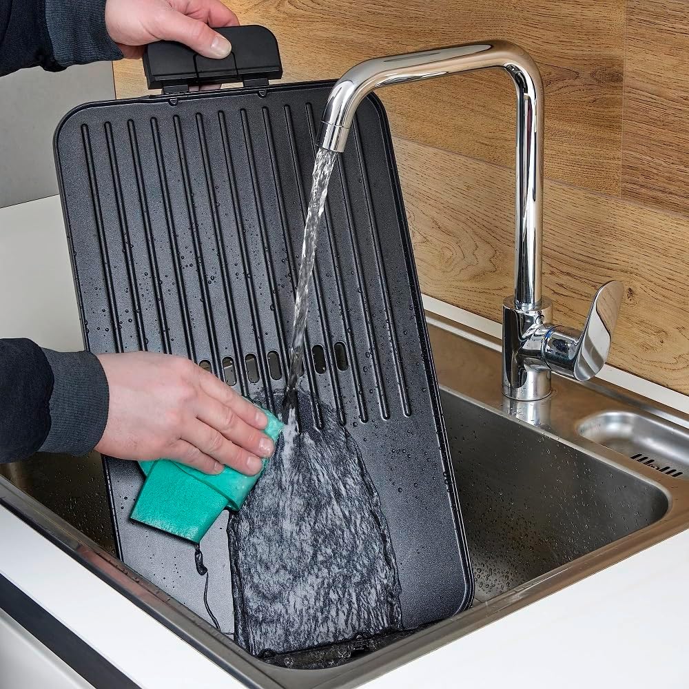 SEVERIN Tischgrill Plancha, antihaftbeschichtete Plancha Grillplatte mit glatter und gerippter Oberf