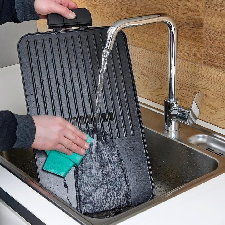 SEVERIN Tischgrill Plancha, antihaftbeschichtete Plancha Grillplatte mit glatter und gerippter Oberf