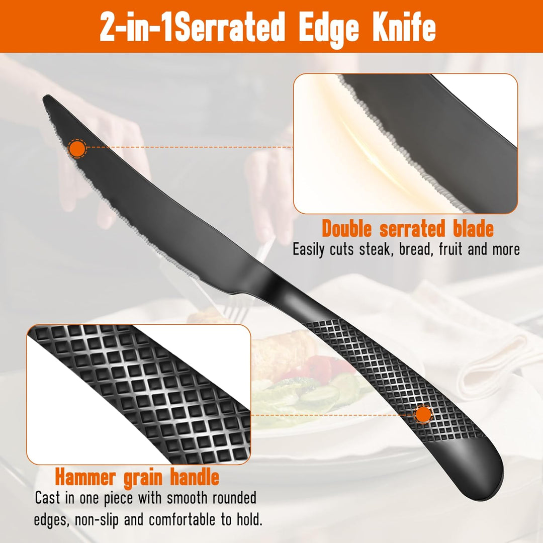 Besteck Set für 4 Personen,20 teilig Edelstahl Besteckset Schwarz Matt/Essbesteck Set mit Messer Gab