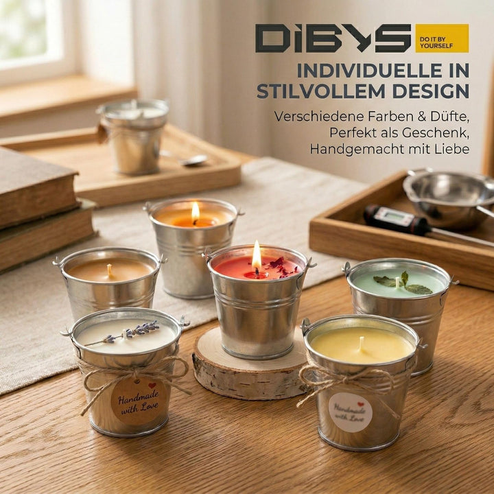 DIBYS Kerzen selber machen Set für Erwachsene | DIY Duftkerzen Set mit Sojawachs | Komplett Set mit