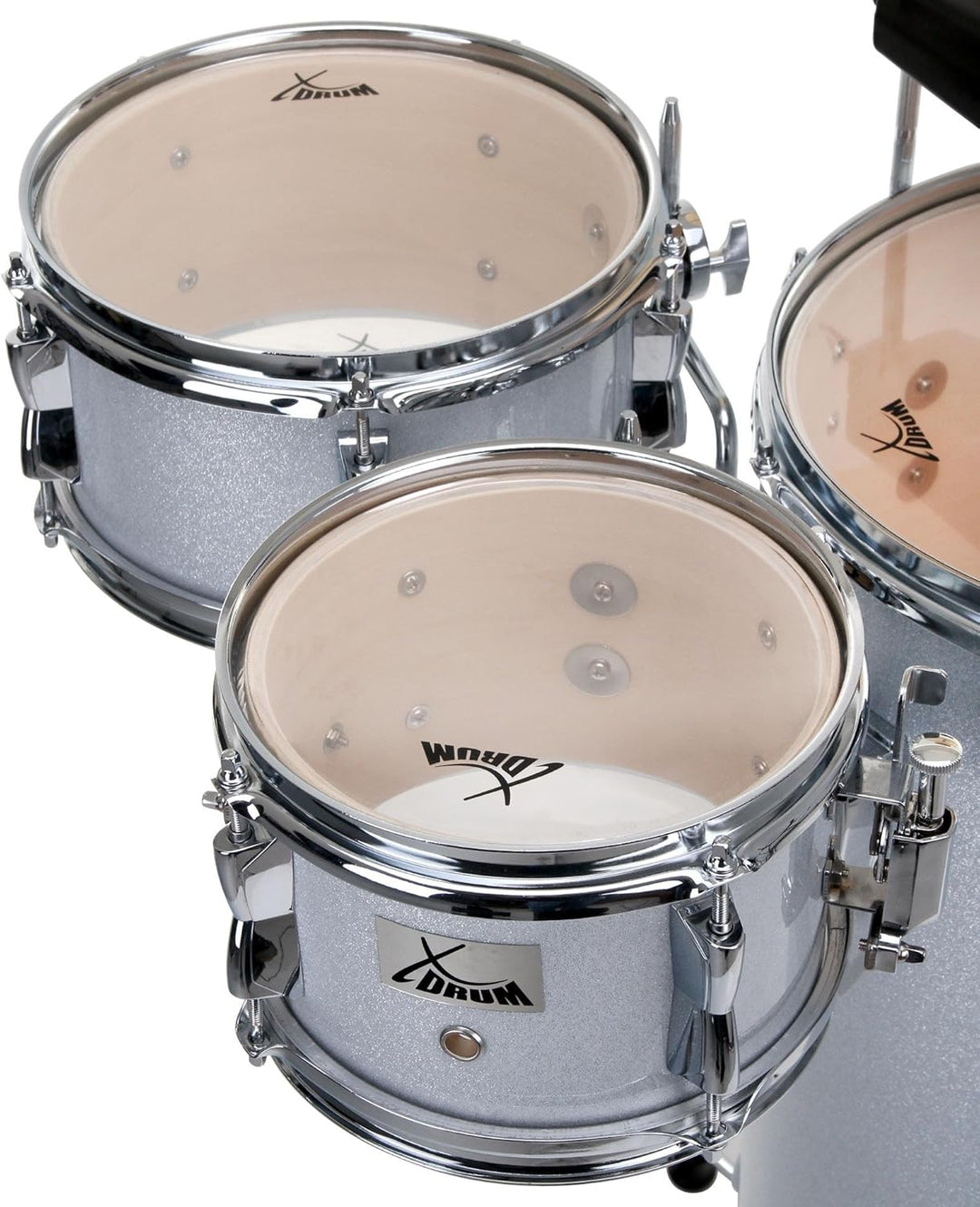 XDrum Club Drumset Cocktail Schlagzeug (inkl. Becken, Cowbell, Drumsticks und Stimmschlüssel) Silver