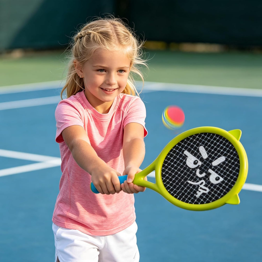 Kinder Schläger Set, Anfänger Outdoor Spiele für Kinder | Leichte Badminton &amp; Tennisschläger Set, Po
