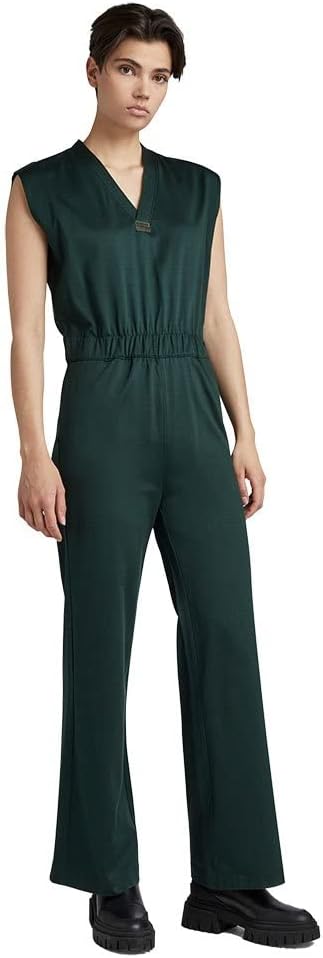 G-STAR Damen Wide Leg V-Neck Jumpsuit, Grün (laub D22370-C813-4287)