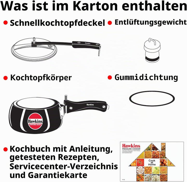Hawkins CB20 Schnellkochtopf harteloxiert, 2 Liter, Contura Schwarz 2-Liter, 2-Liter