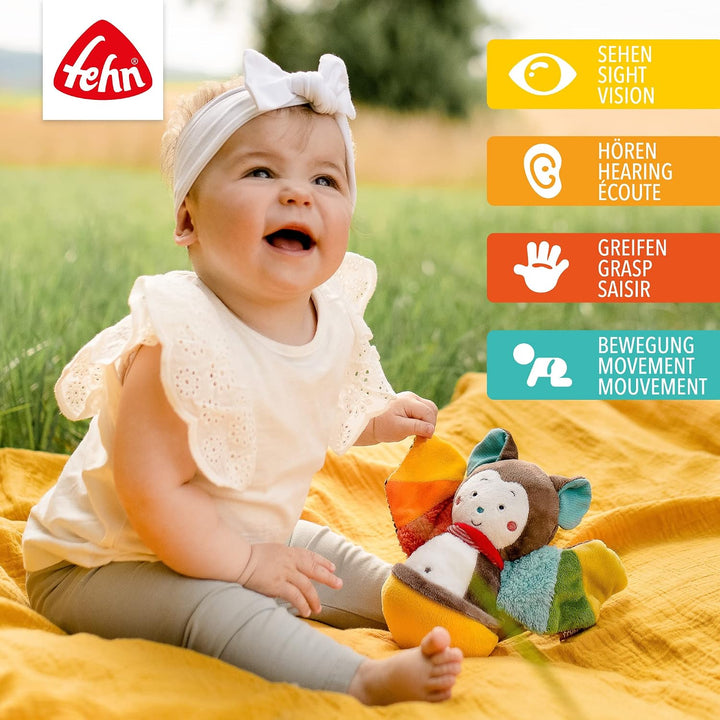 Fehn Stehaufmännchen Baby Fledermaus &amp; Motorikwürfel Funky Friends - Motorikspielzeug Baby Aktivität
