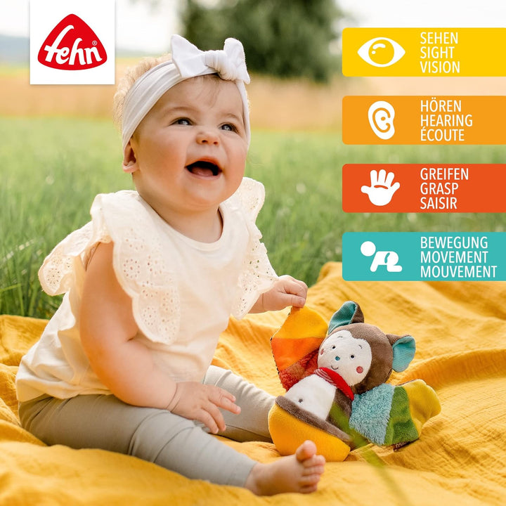 Fehn Stehaufmännchen Baby Fledermaus & Motorikwürfel Funky Friends - Motorikspielzeug Baby Aktivität