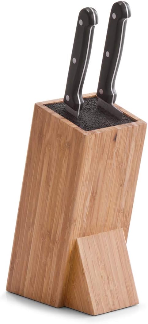Zeller 25328 Messerblock mit Borsteneinsatz 9.5 x 15 x 23.5 cm, Bamboo