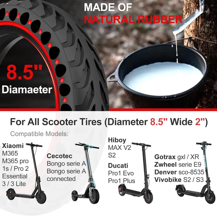 BANGTING 2 PCS 8,5 Zoll E Scooter Solid Reifen, 8 1/2 x2 Vollgummireifen, 50/75-6.1 Ersatzreifen für