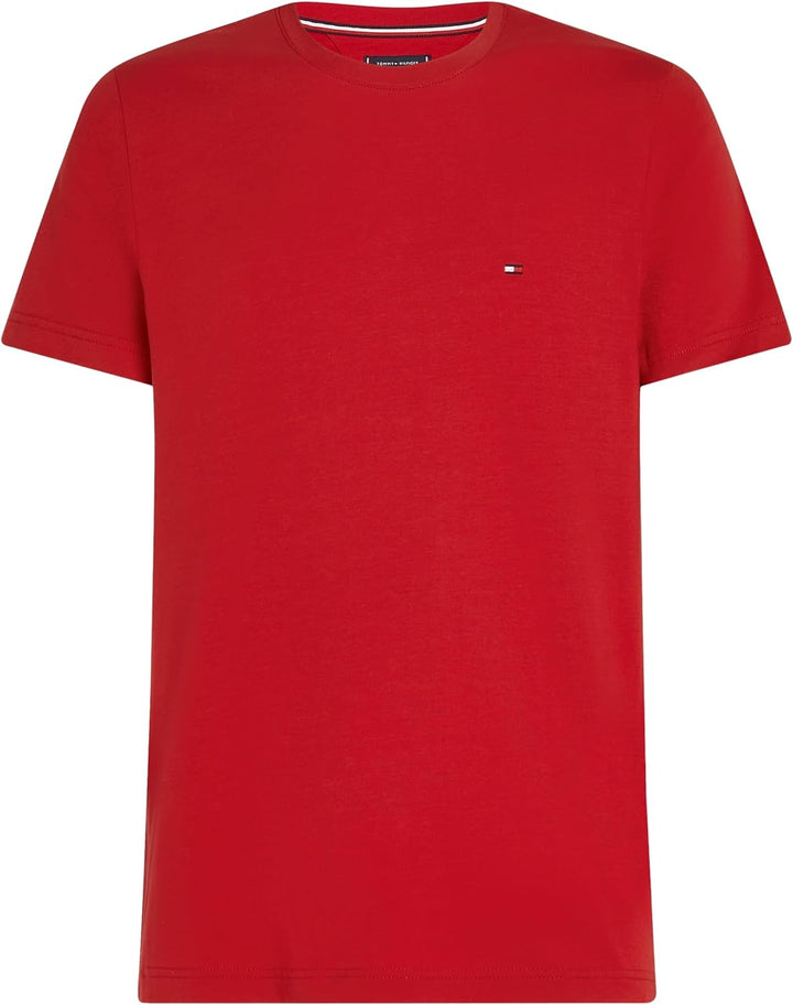 Tommy Hilfiger Herren T-Shirt Kurzarm Stretch Slim Fit Tee Rundhalsausschnitt 3XL Grosse Grössen Red