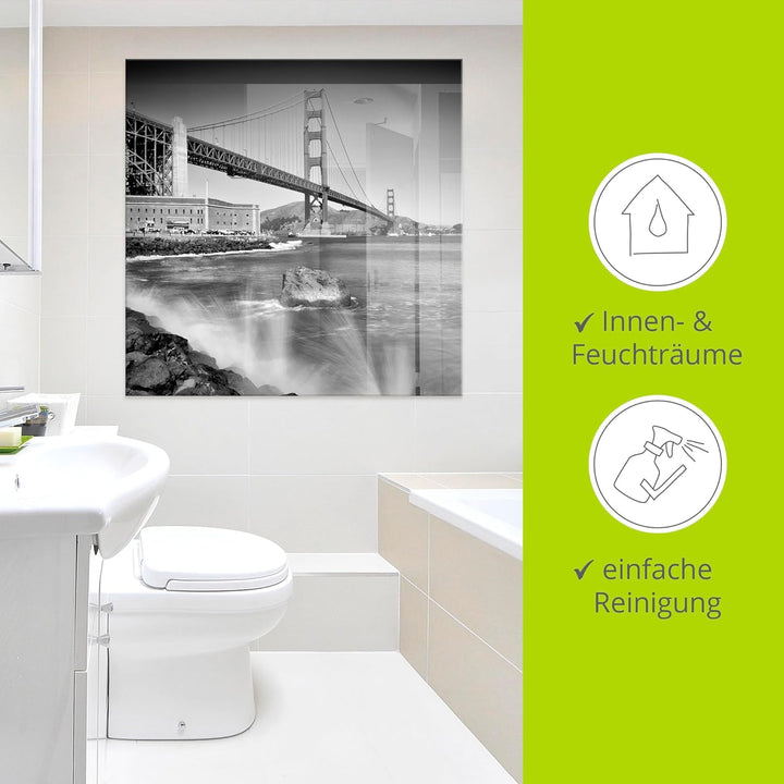 ARTland Glasbilder Wandbild Glas Bild einteilig 40x40 cm Quadratisch Amerika San Francisco Foto Schw