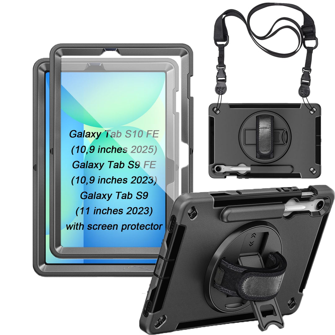 Junfire Hülle für Samsung Galaxy Tab S9 / S9 FE 11", Stossfeste Robuste Schutzhülle mit Stifthalteru