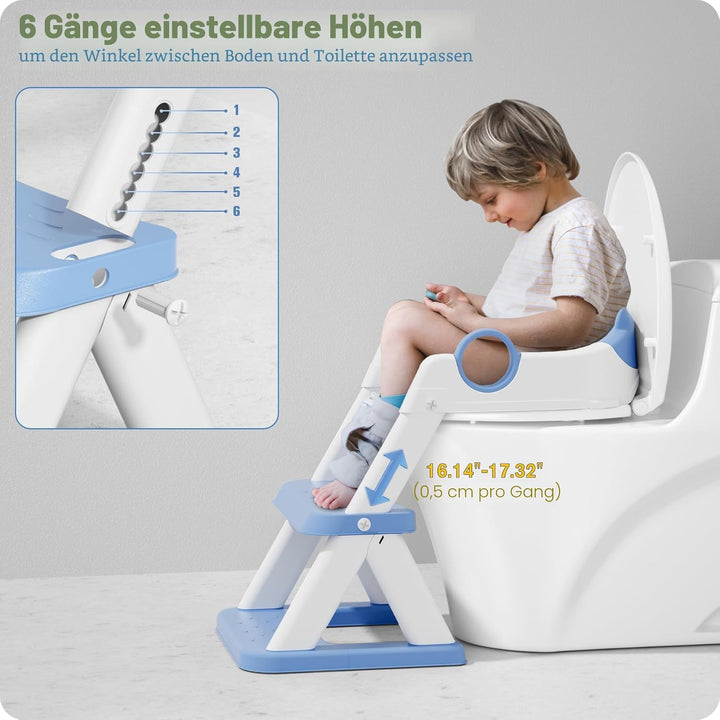 Toilettenleiter für Kinder, Upgraded Kindertoilette für Jungen und Mädchen, 2 in 1 Kind Toilettensit