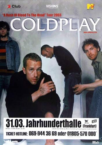 Coldplay - A Rush of Blood, Frankfurt 2003 » Konzertplakat/Premium Poster | Live Konzert Veranstaltu