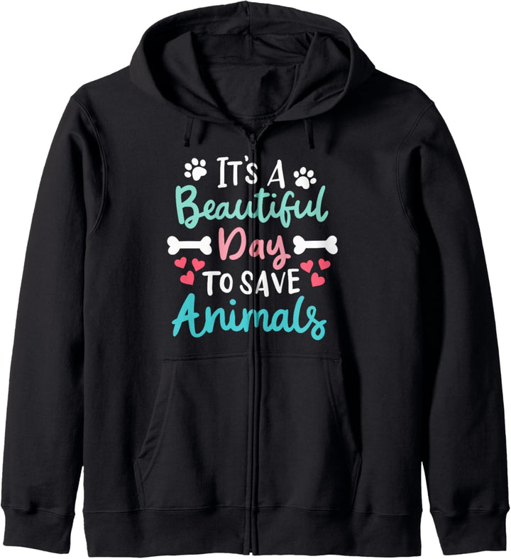 It's A Beautiful Day To Save Animals Tiere Retten Tierschutz Kapuzenjacke