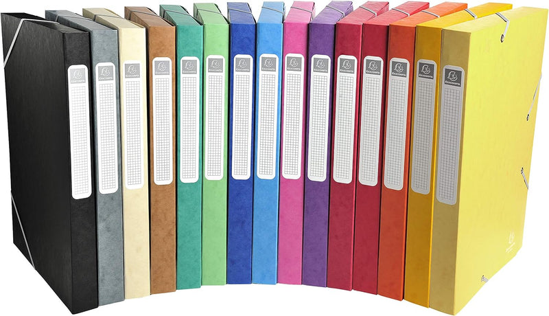 Exacompta 50401E 8er Pack Premium Sammelboxen aufgebaut mit Gummizug 40 mm breit aus extra starkem C