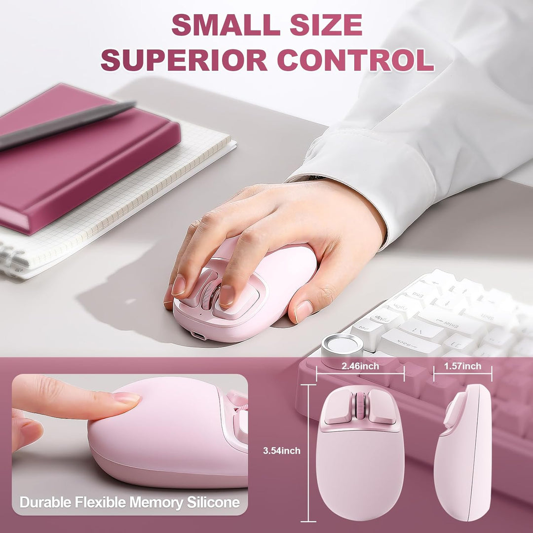 YUNZII C1 Silikon-Funkmaus,Tri-Mode 2,4 GHz/USB-C/Bluetooth Maus, 4800 DPI Optisches Abtastung, 6 Ve