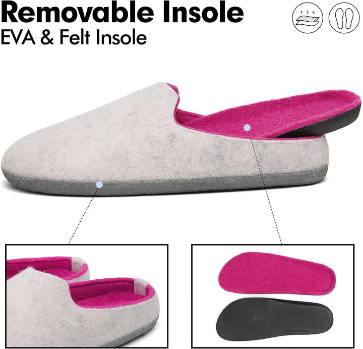 Mishansha Filz Hausschuhe Winter Bequem Filzpantoffeln für Damen Herren Gr.36-48, Off Weiss