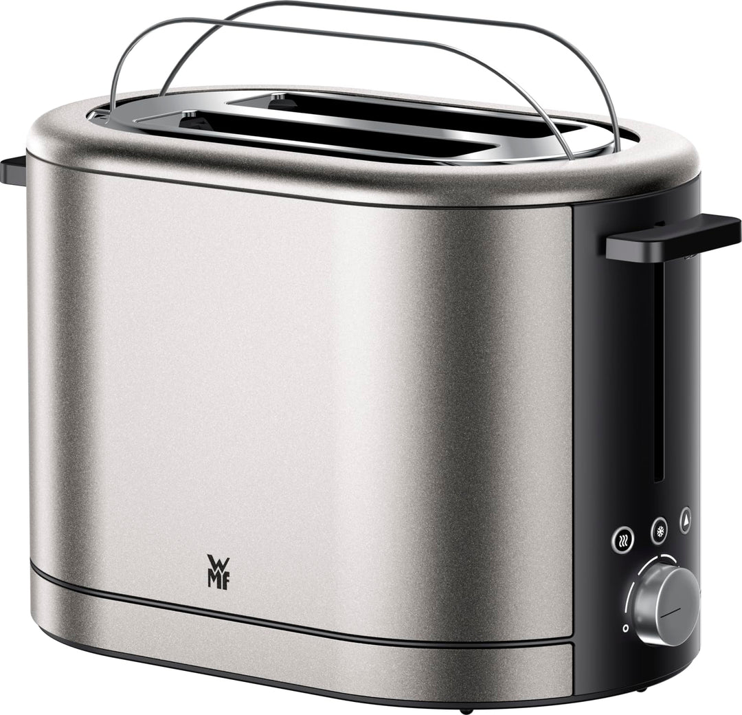 WMF Lono Silk Toaster 2 Scheiben, Edelstahl Doppelschlitz Toaster mit XXL-Brötchenaufsatz, 7 Bräunun
