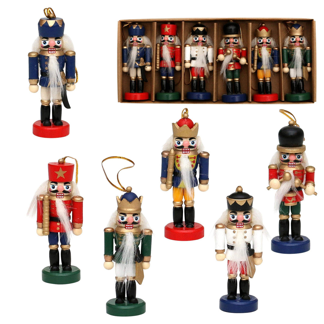 Dekohelden24 Baumbehang, Motiv: Nussknacker als 6er Set, ca. 8 cm 520242 Bunt