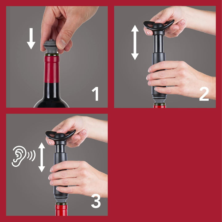 Vacu Vin Weinpumpe Concerto mit 2 Stopfen, Kunststoff, schwarz, einheitlich 9875606 2 Stopper Schwar