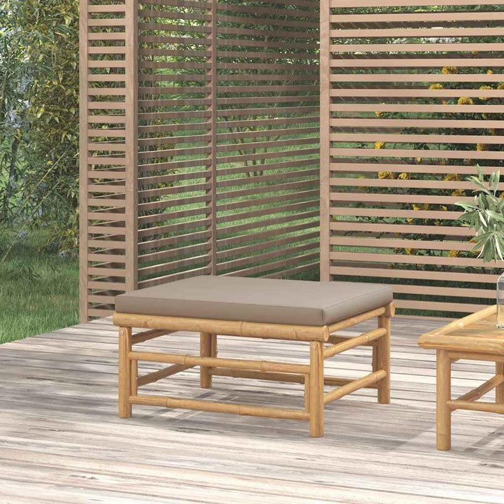 vidaXL Gartenhocker mit Taupe Kissen Bambus Fusshocker Taupe, Fusshocker Taupe