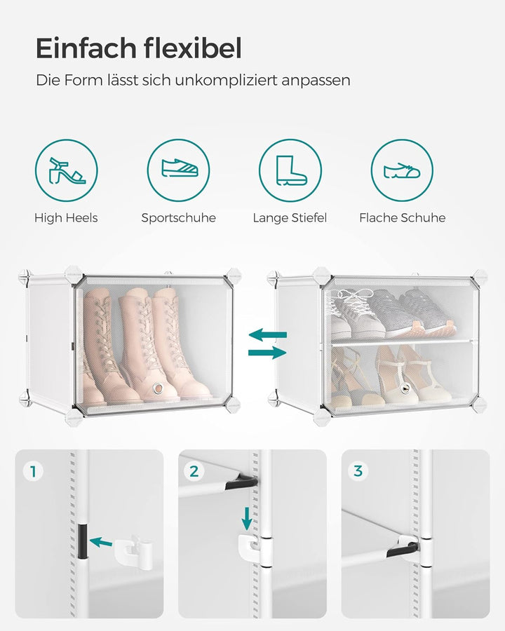 SONGMICS Schuhregal, Schuhschrank mit 10 Fächern, für Garrobe und Eingangsbereich, für bis zu 40 Paa