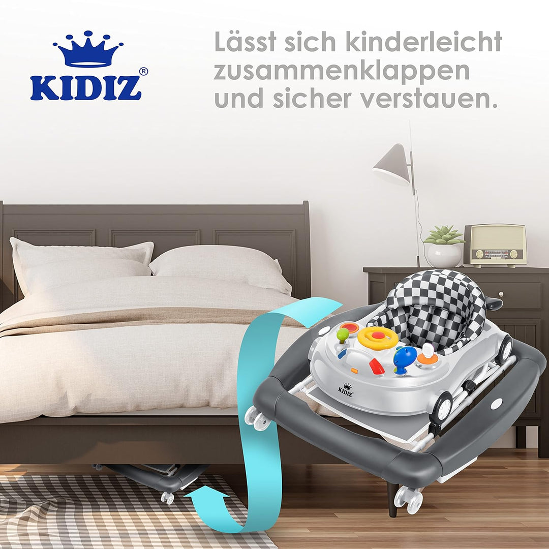 KIDIZ® 4in1 Lauflernhilfe Babywalker Spiel- und Lauflernwagen Gehfrei - Schaukelfunktion Babywippe m