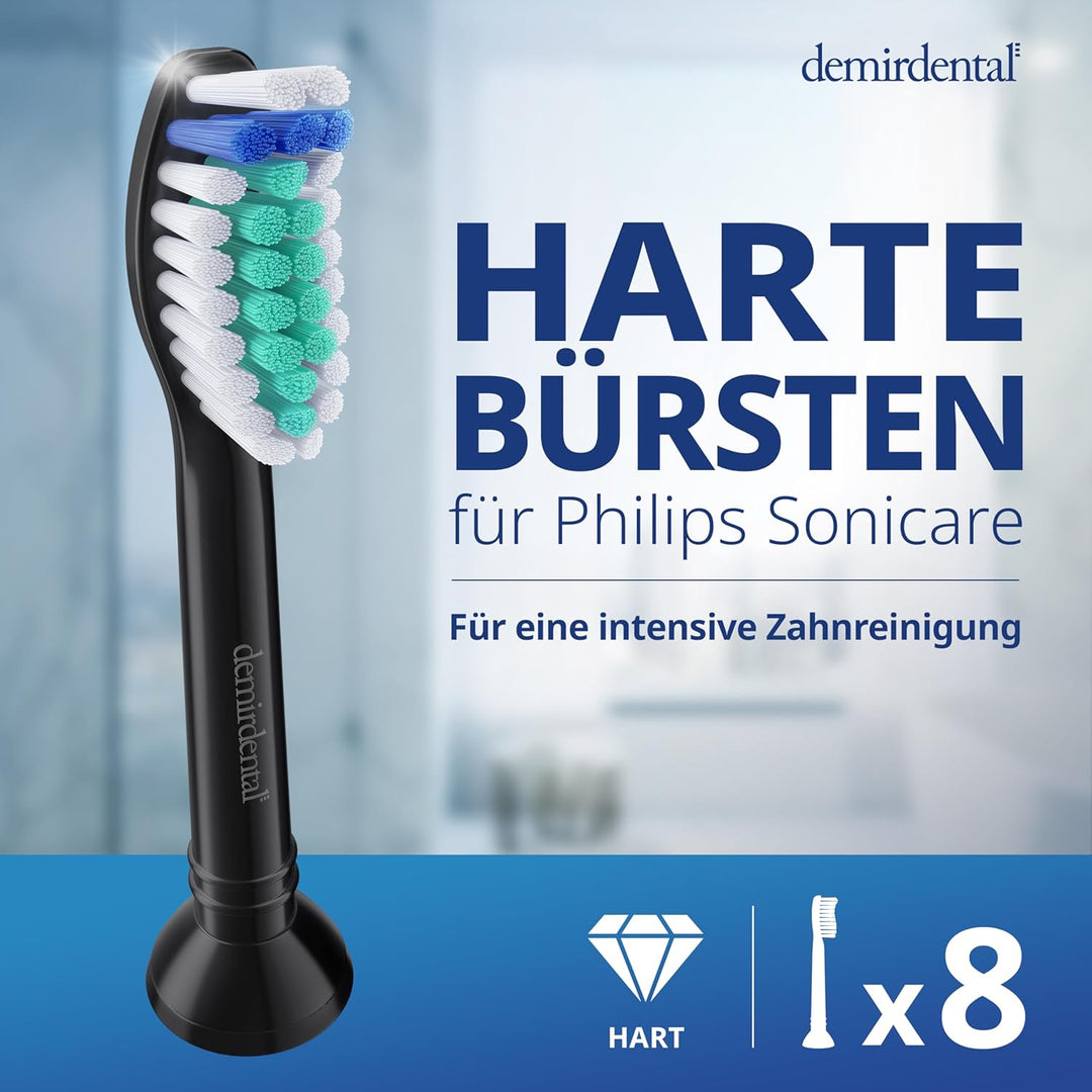 8er demirdental Ersatzbürsten passend für Philips Sonicare, Harte Aufsätze & Aufsteckbürsten, harte