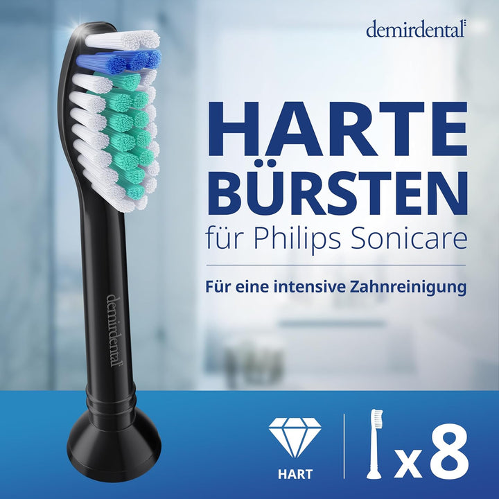 8er demirdental Ersatzbürsten passend für Philips Sonicare, Harte Aufsätze & Aufsteckbürsten, harte