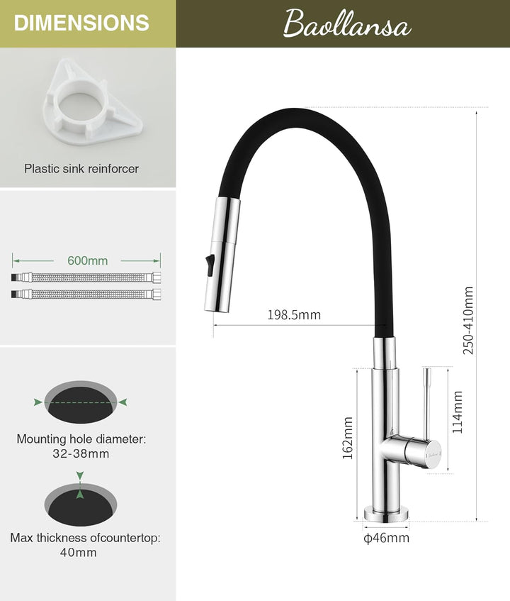 Wasserhahn Küche Mit 2 Wasserstrahlarten,Küchenamatur mit Flexibler Auslauf mit 2 Strahlarten,Mischb
