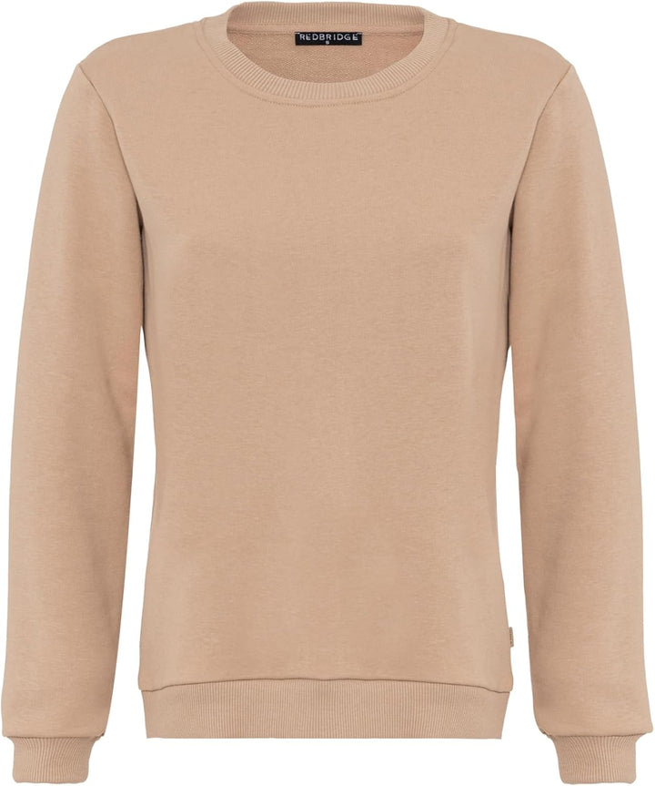 Redbridge Basic Sweatshirt Klassischer Pullover mit Rundhalsausschnitt Lässiger Stil, Beige