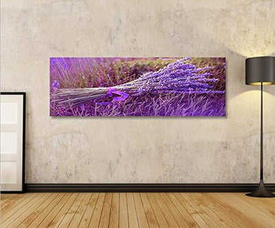 islandburner Bild Bilder auf Leinwand Lavendel Bouquet Panorama XXL Poster Leinwandbild Wandbild Dek