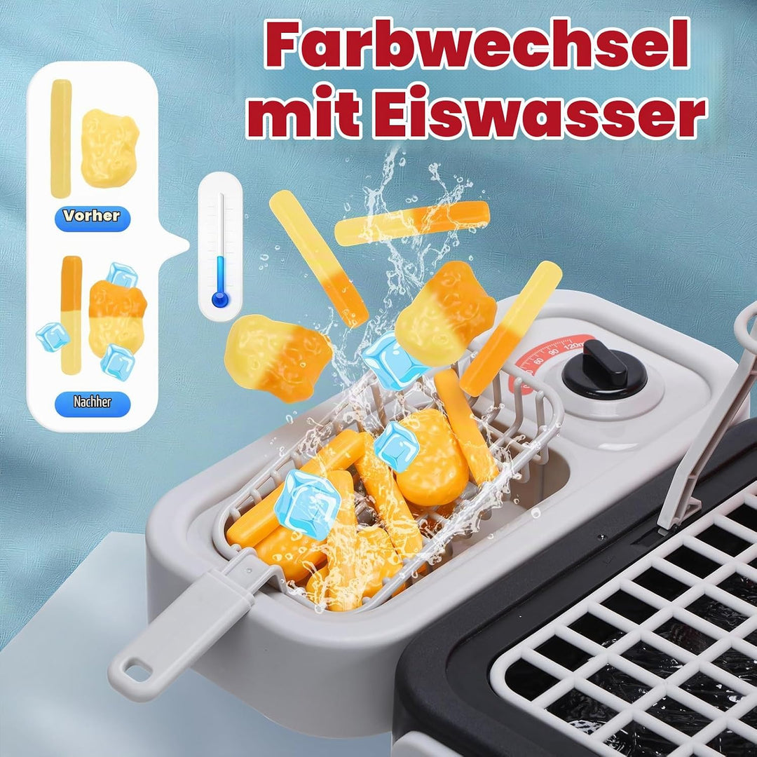 CUTE STONE BBQ Grillspielzeug für Kinder mit farbwechselndem Spielessen, brutzelnden Geräuschen &amp; Li
