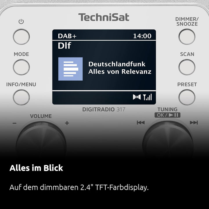TechniSat DIGITRADIO 317 - Vertikales DAB+ UKW Radio mit Bluetooth Audiostreaming, Radiowecker, Slee