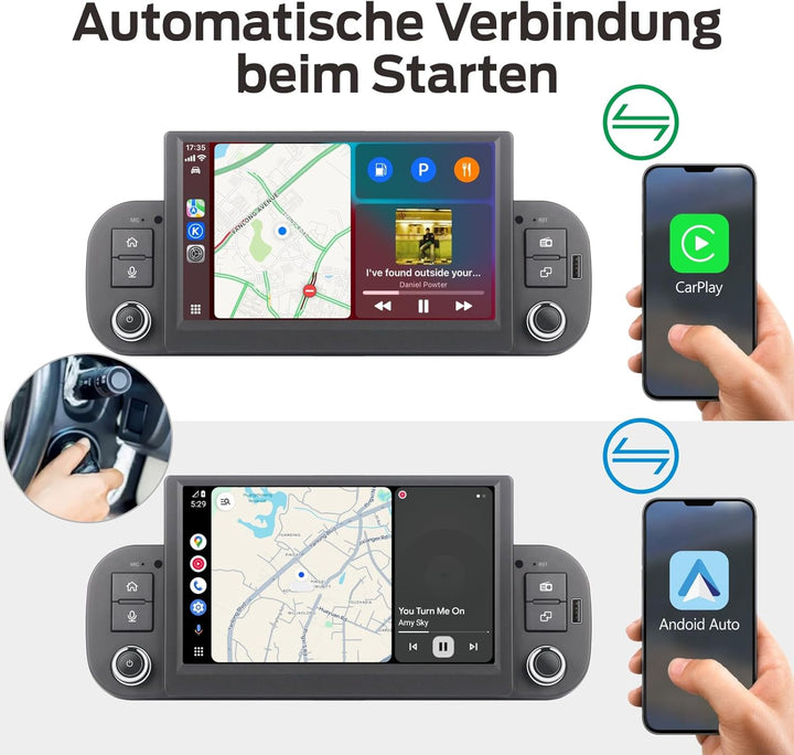 Linux Autoradio Blitzstart für FIAT Panda 2013-2020 | Plug & Play | Wireless CarPlay/Android Auto/Bl