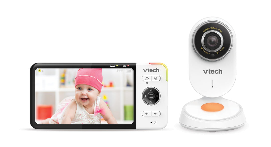 VTech VM818 HD Babymonitor – Video-Babyphone mit Weitwinkelkamera – HD-Video, klarer Sound, 5" LCD-F